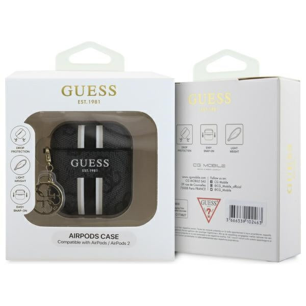 Guess GUA2P4RPSK AirPods 1/2 cover black/black 4G Printed Stripes Charm