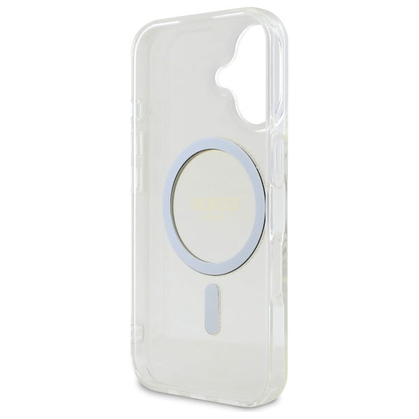 Guess GUHMP16MHFGERET iPhone 16 Plus 6.7" transparent hardcase IML Glitter Circle MagSafe