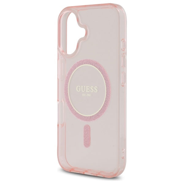 Guess GUHMP16SHFGEREP iPhone 16 6.1" pink/pink hardcase IML Glitter Circle MagSafe