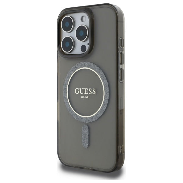 Guess IML Glitter Circle MagSafe case for iPhone 16 Pro Max - black