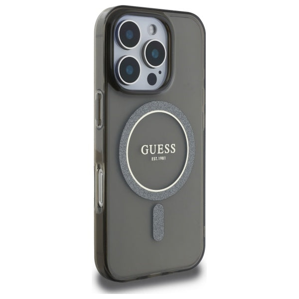 Guess IML Glitter Circle MagSafe case for iPhone 16 Pro Max - black