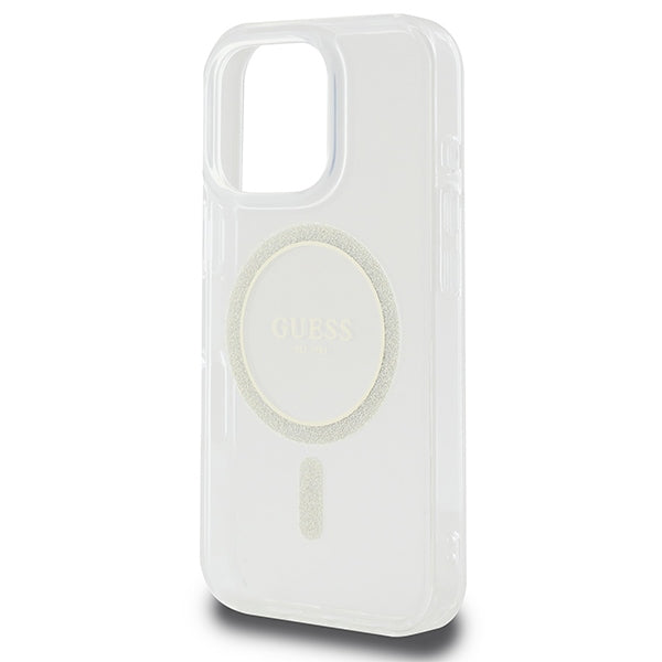 Guess IML Glitter Circle MagSafe Case for iPhone 16 Pro Max - Clear
