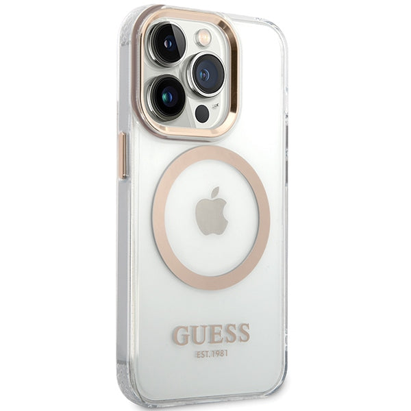 Guess Metal Outline MagSafe case for iPhone 15 Pro - gold