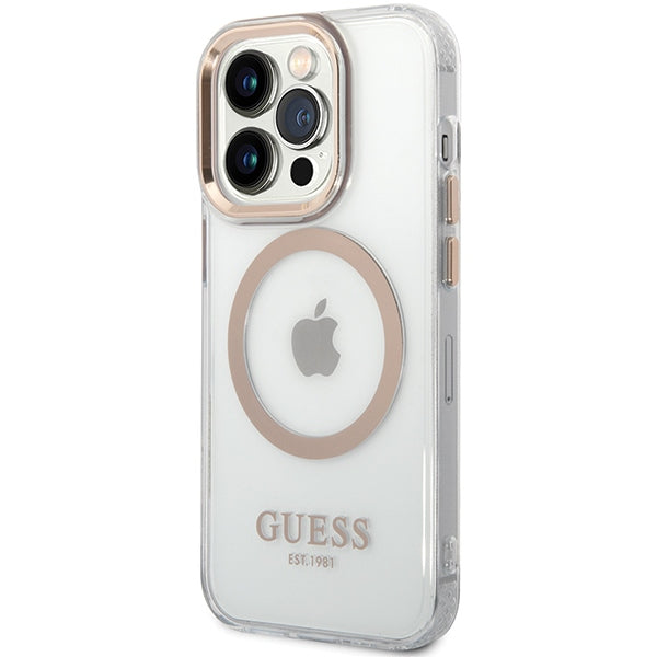 Guess Metal Outline MagSafe case for iPhone 15 Pro - gold