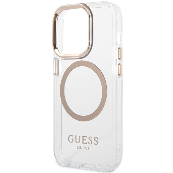 Guess Metal Outline Magsafe case for iPhone 15 / 14 / 13 - gold