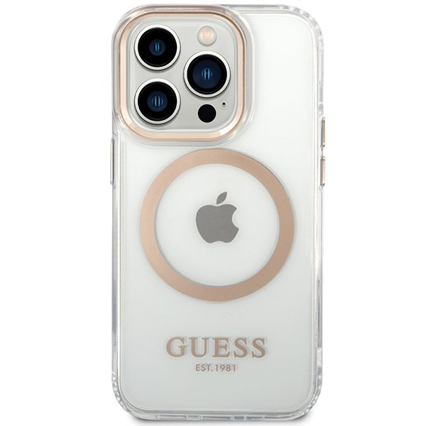 Guess Metal Outline Magsafe case for iPhone 15 / 14 / 13 - gold