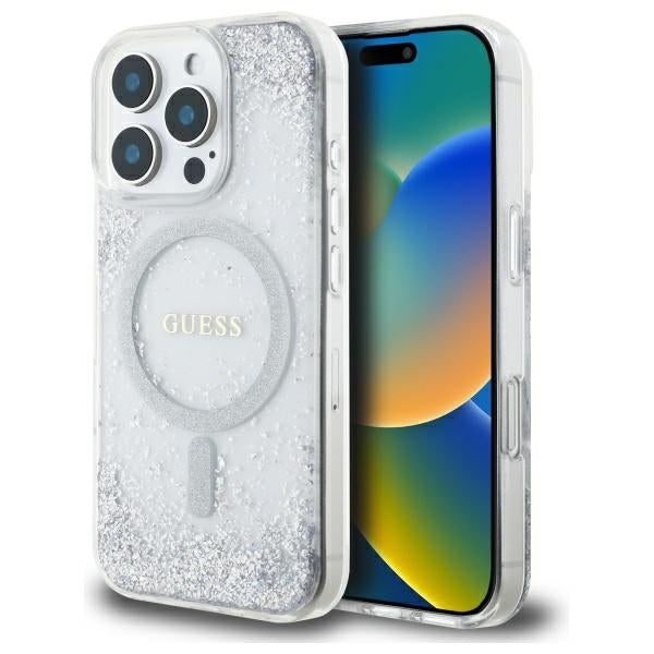 Guess Resin Gradient Glitter MagSafe case for iPhone 16 Pro - silver