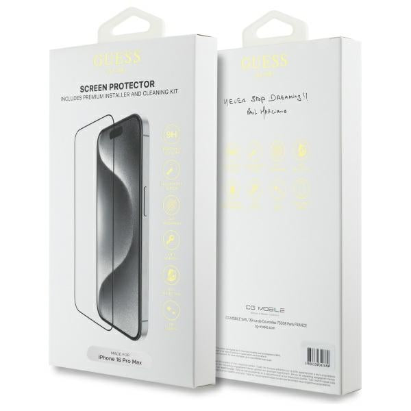 Guess Screen Protector 2.5D Outline Tempered Glass for iPhone 16 Pro Max