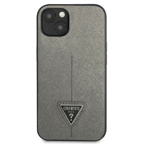Guess SaffianoTriangle Logo case for iPhone 13 / 14 / 15 6.1" - silver