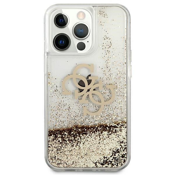 Guess 4G Big Liquid Glitter case for iPhone 13 Pro Max 6.7" - gold