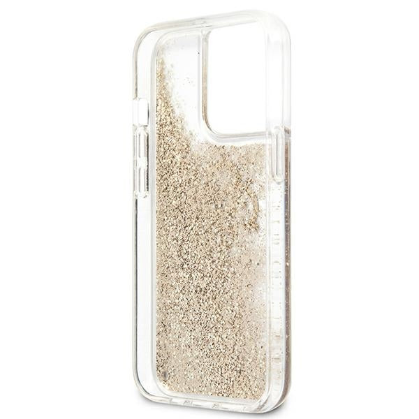 Guess 4G Big Liquid Glitter case for iPhone 13 Pro Max 6.7" - gold