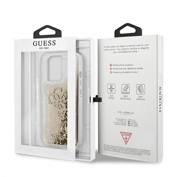 Guess 4G Big Liquid Glitter case for iPhone 13 Pro Max 6.7" - gold