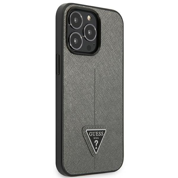 Guess Saffiano Triangle Logo case for iPhone 13 Pro Max 6.7" - silver