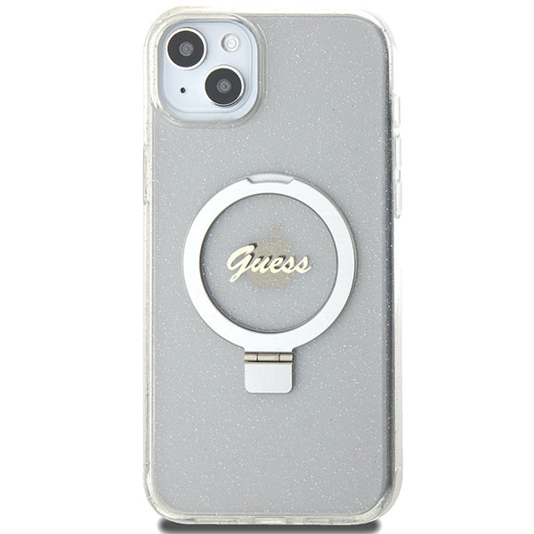 Guess GUHMP15MHRSGSD iPhone 15 Plus / 14 Plus 6.7" transparent/transparent hardcase Ring Stand Script Glitter MagSafe