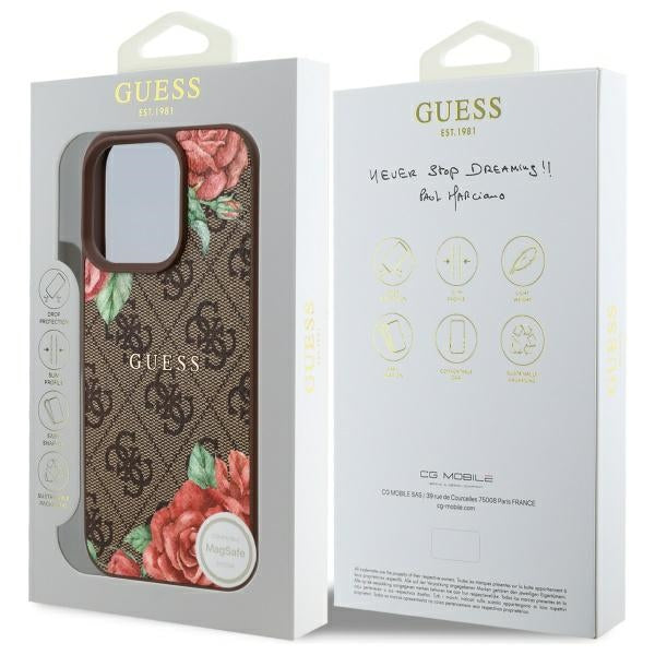 Guess GUHMP16LP4ROPEMCW iPhone 16 Pro 6.3" brown/brown hardcase 4G Flowers Print MagSafe