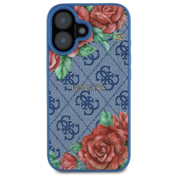 Guess GUHMP16SP4ROPEMCB iPhone 16 6.1" blue/blue hardcase 4G Flowers Print MagSafe
