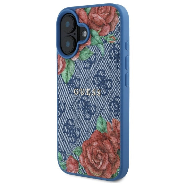 Guess GUHMP16SP4ROPEMCB iPhone 16 6.1" blue/blue hardcase 4G Flowers Print MagSafe