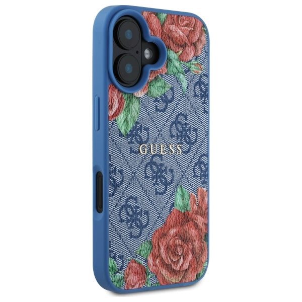 Guess GUHMP16SP4ROPEMCB iPhone 16 6.1" blue/blue hardcase 4G Flowers Print MagSafe