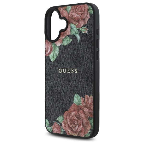 Guess GUHMP16SP4ROPEMCK iPhone 16 6.1" black/black hardcase 4G Flowers Print MagSafe