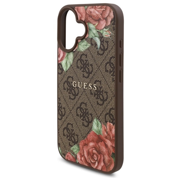 Guess GUHMP16SP4ROPEMCW iPhone 16 6.1" brown/brown hardcase 4G Flowers Print MagSafe