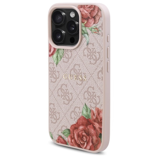 Guess GUHMP16XP4ROPEMCP iPhone 16 Pro Max 6.9" pink/pink hardcase 4G Flowers Print MagSafe