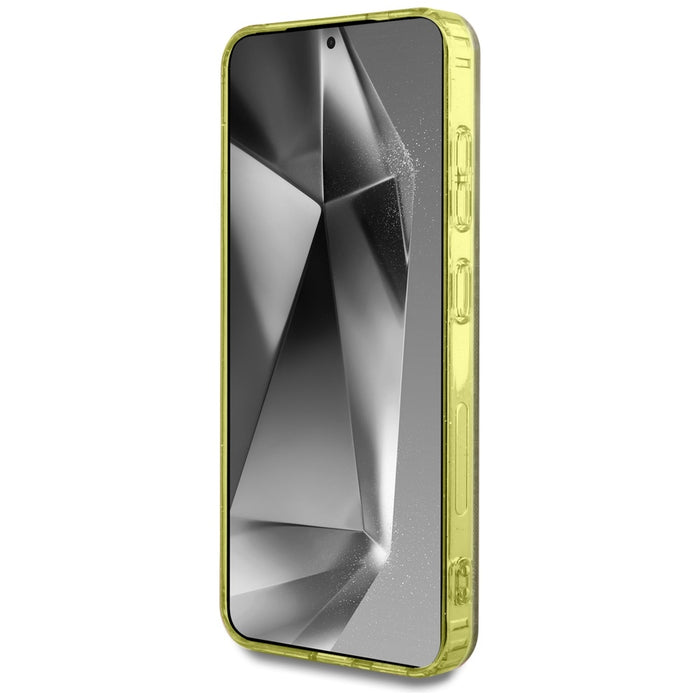 Guess 4G Glitter Triangle Buttons MagSafe Case for Samsung Galaxy S25 Brown