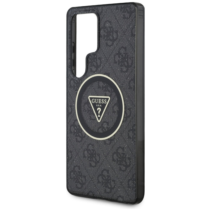 Guess 4G Glitter Triangle Buttons MagSafe Case for Samsung Galaxy S25 Ultra Black