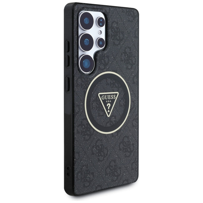 Guess 4G Glitter Triangle Buttons MagSafe Case for Samsung Galaxy S25 Ultra Black