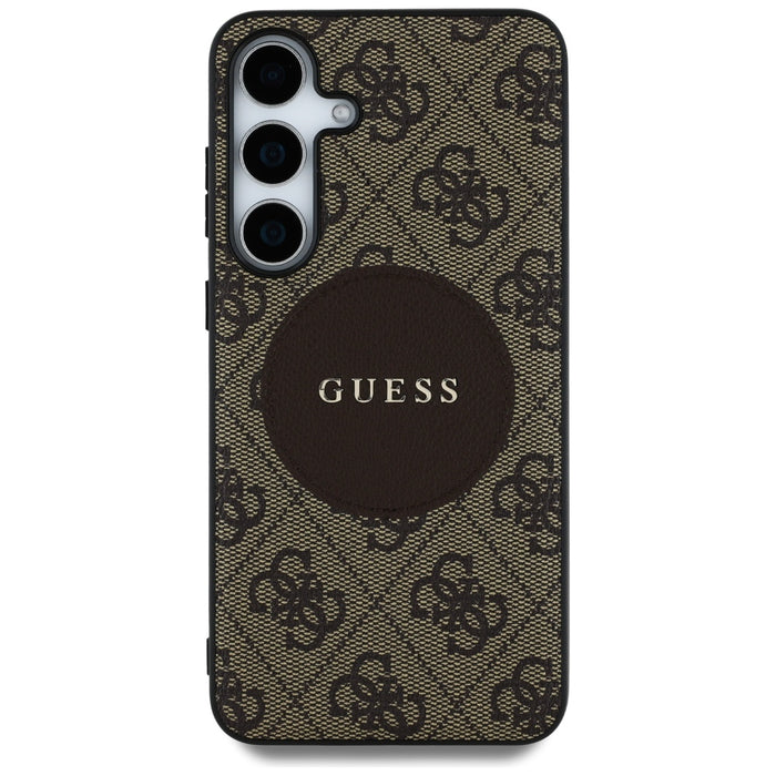 Guess 4G Round Patch Classic Logo MagSafe Case for Samsung Galaxy S25 Brown