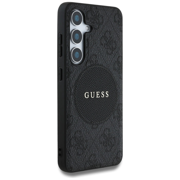 Guess 4G Round Patch Classic Logo MagSafe case for Samsung Galaxy S25 Plus black