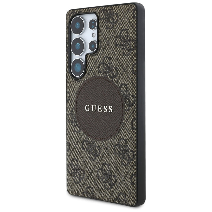 Guess 4G Round Patch Classic Logo MagSafe Case for Samsung Galaxy S25 Ultra Brown