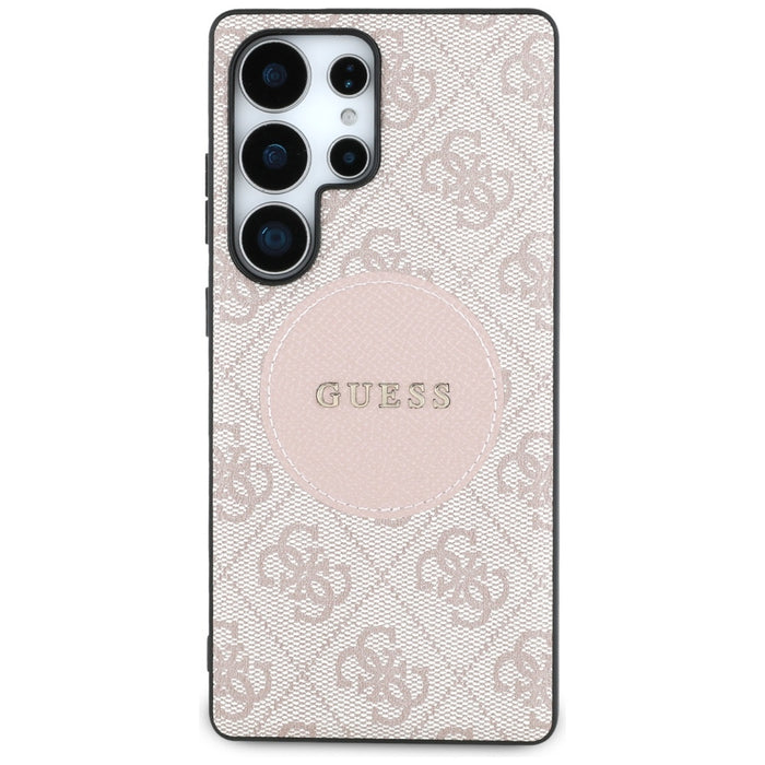 Guess 4G Round Patch Classic Logo MagSafe Case for Samsung Galaxy S25 Ultra - Pink