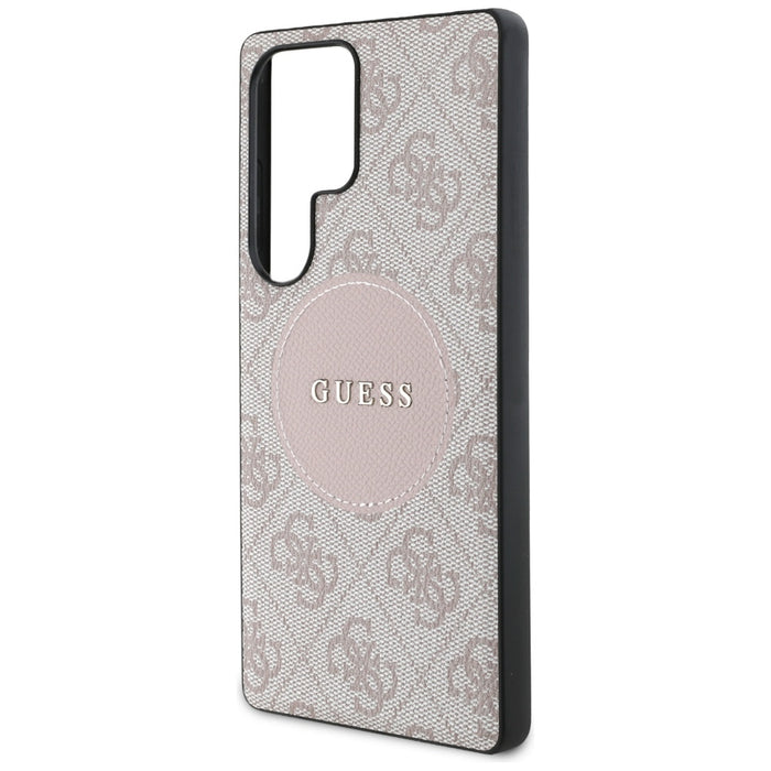 Guess 4G Round Patch Classic Logo MagSafe Case for Samsung Galaxy S25 Ultra - Pink