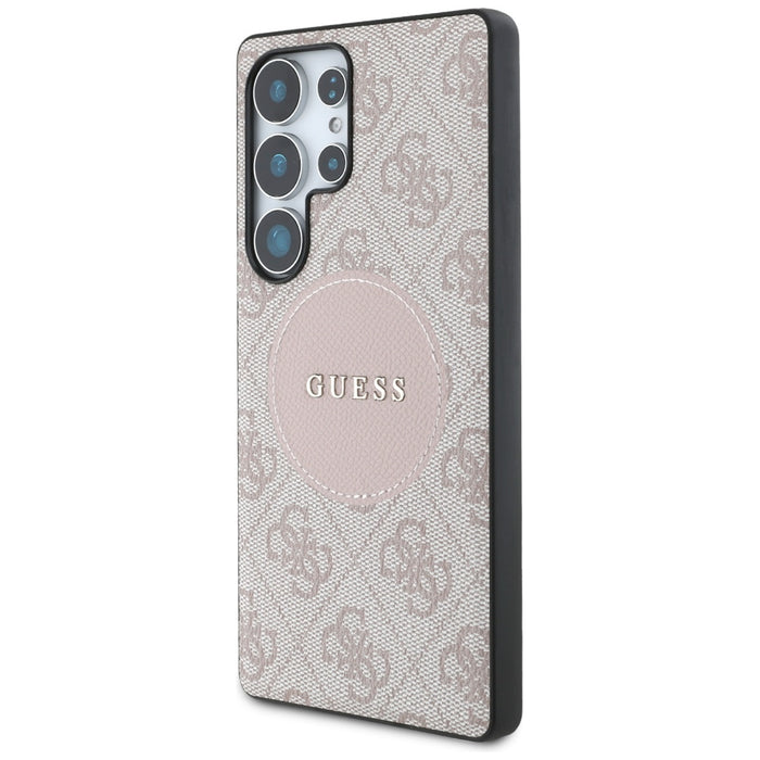 Guess 4G Round Patch Classic Logo MagSafe Case for Samsung Galaxy S25 Ultra - Pink