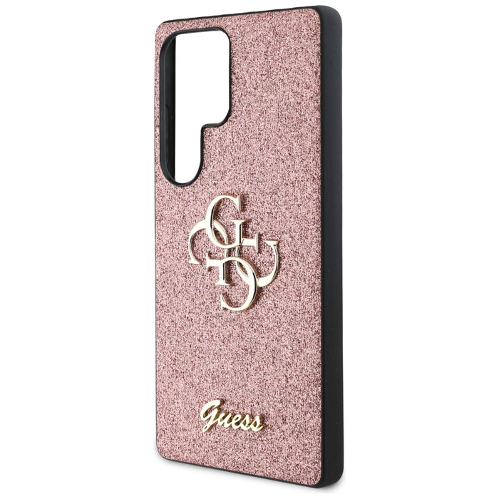 Guess Fixed Glitter Big 4G Metal Logo Case for Samsung Galaxy S25 Ultra Pink
