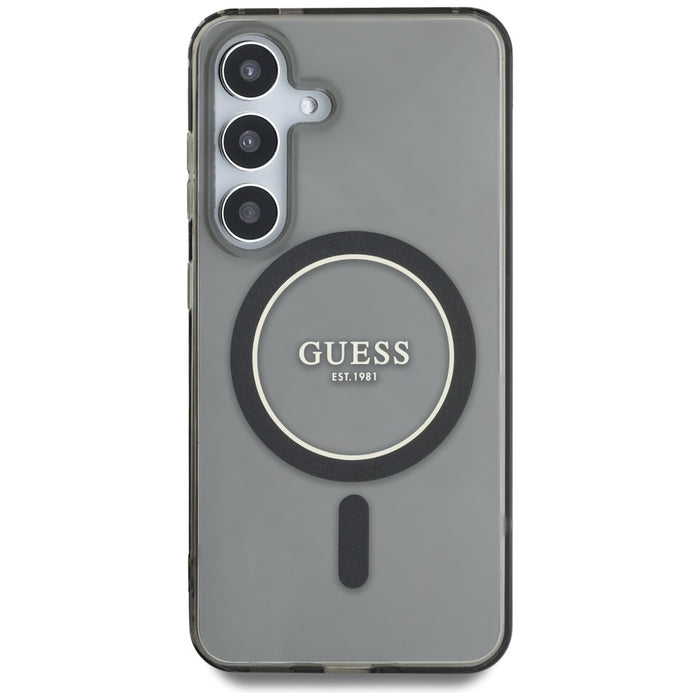 Guess Glitter Circle Classic Logo MagSafe case for Samsung Galaxy S25 black