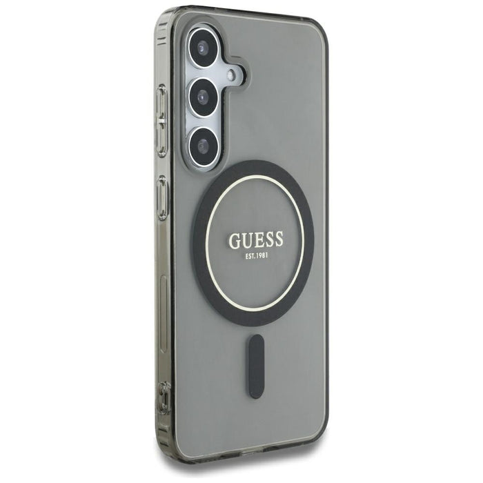 Guess Glitter Circle Classic Logo MagSafe case for Samsung Galaxy S25 black