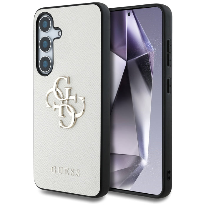 Guess Grained Big 4G Logo Small Classic Logo case for Samsung Galaxy S25 beige