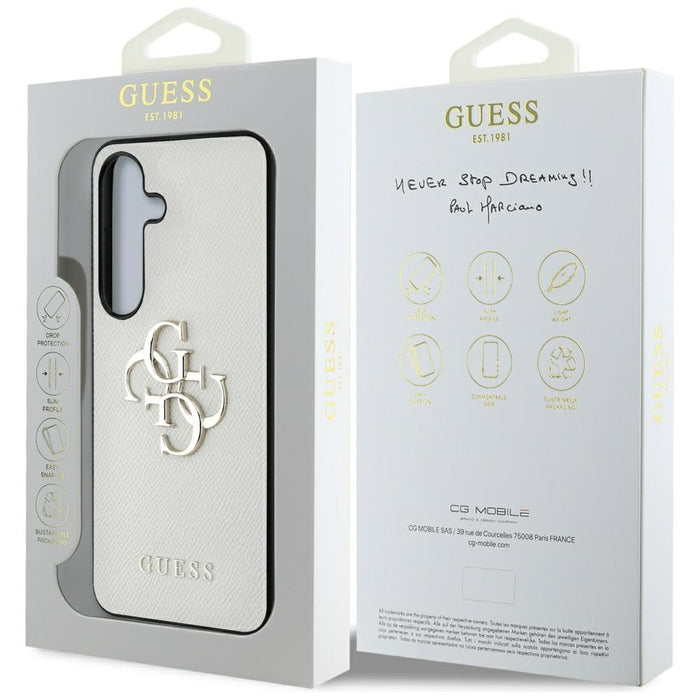 Guess Grained Big 4G Logo Small Classic Logo case for Samsung Galaxy S25 beige
