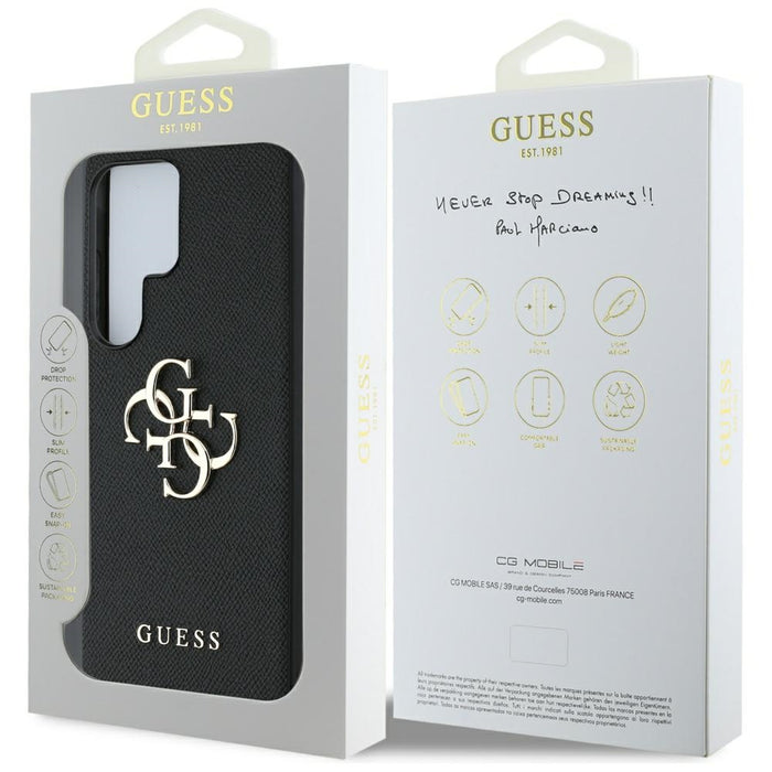 Guess Grained Big 4G Logo Small Classic Logo case for Samsung Galaxy S25 Ultra black