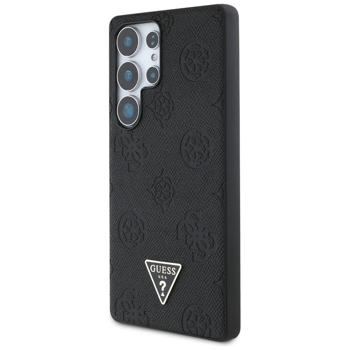 Guess Grained Hot Stamp Peony Pattern Triangle Logo MagSafe Case for Samsung Galaxy S25 Ultra Black