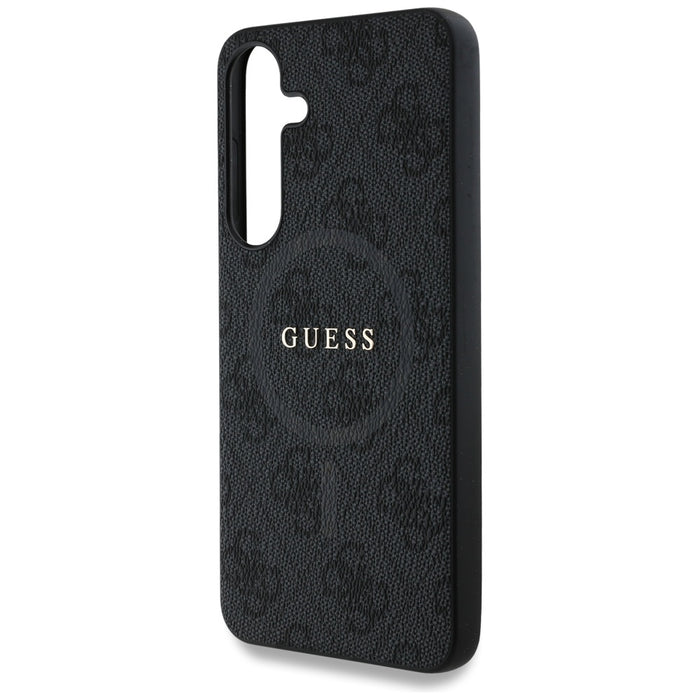 Guess Leather 4G Colored Ring Classic Logo MagSafe Samsung Galaxy S25 case black
