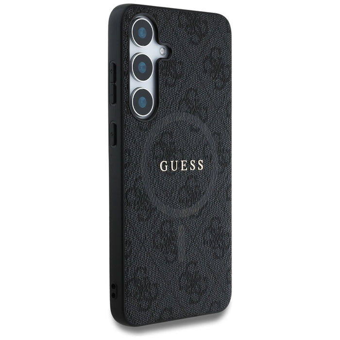 Guess Leather 4G Colored Ring Classic Logo MagSafe Case Samsung Galaxy S25 Plus black