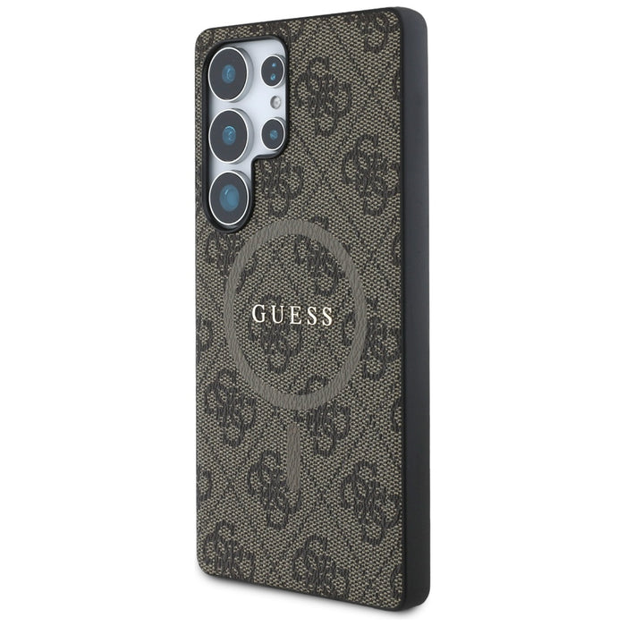 Guess Leather 4G Colored Ring Classic Logo MagSafe Case Samsung Galaxy S25 Ultra brown