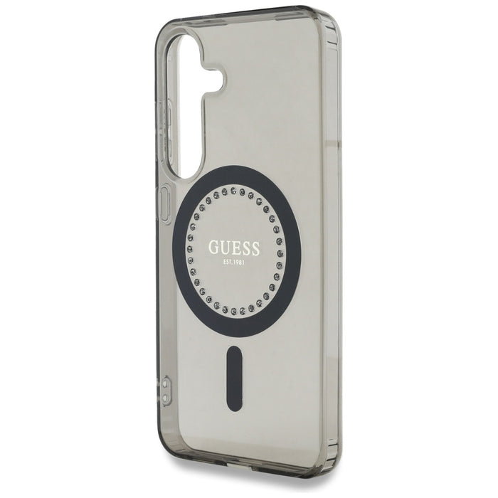 Guess Rhinestones Printed Classic Logo MagSafe Samsung Galaxy S25 case black