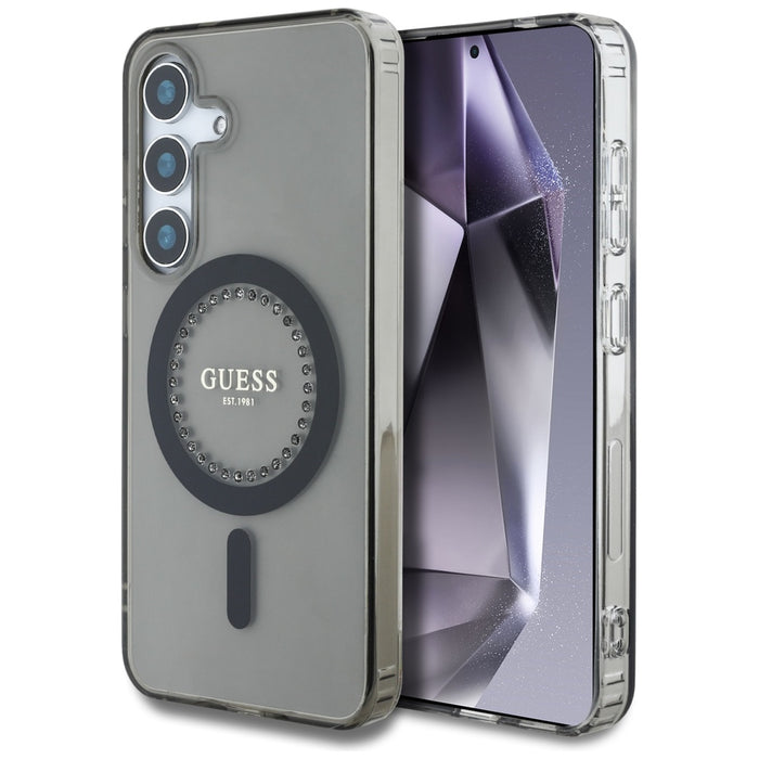 Guess Rhinestones Printed Classic Logo MagSafe Samsung Galaxy S25 case black