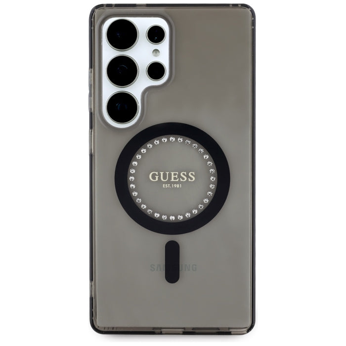 Guess Rhinestones Printed Classic Logo MagSafe Samsung Galaxy S25 Ultra case black