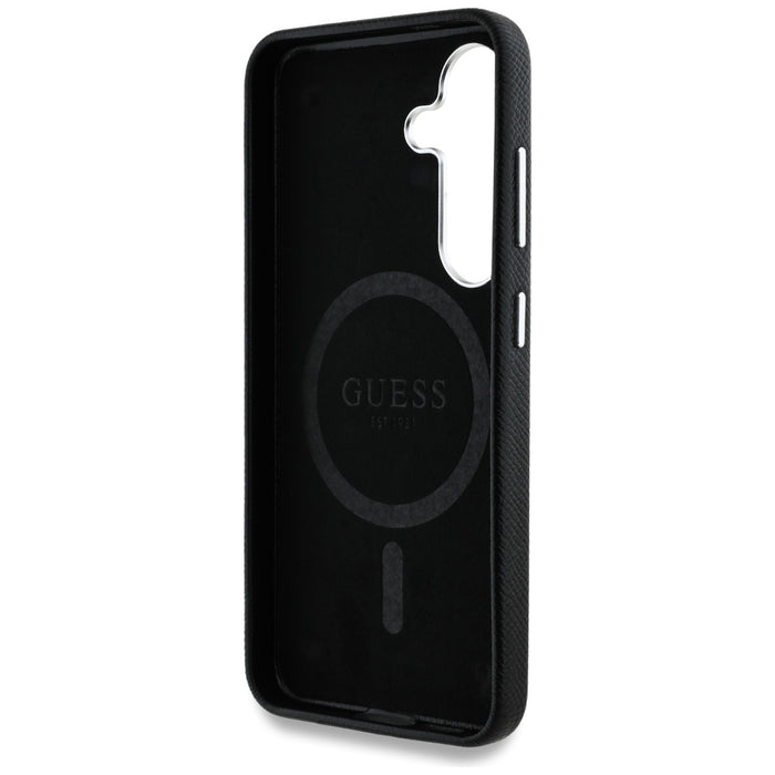 Guess Grained Triangle Logo MagSafe case for Samsung Galaxy S25 - black