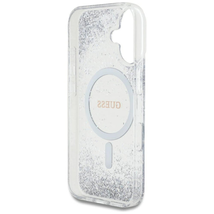 Guess HC Resin Bottom Glitter MagSafe case for iPhone 16 - silver