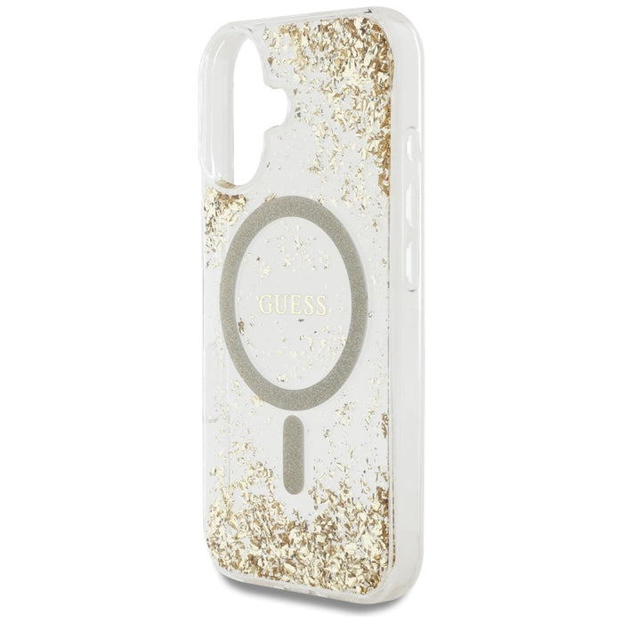 Guess HC Resin Bottom Glitter MagSafe case for iPhone 16 - gold